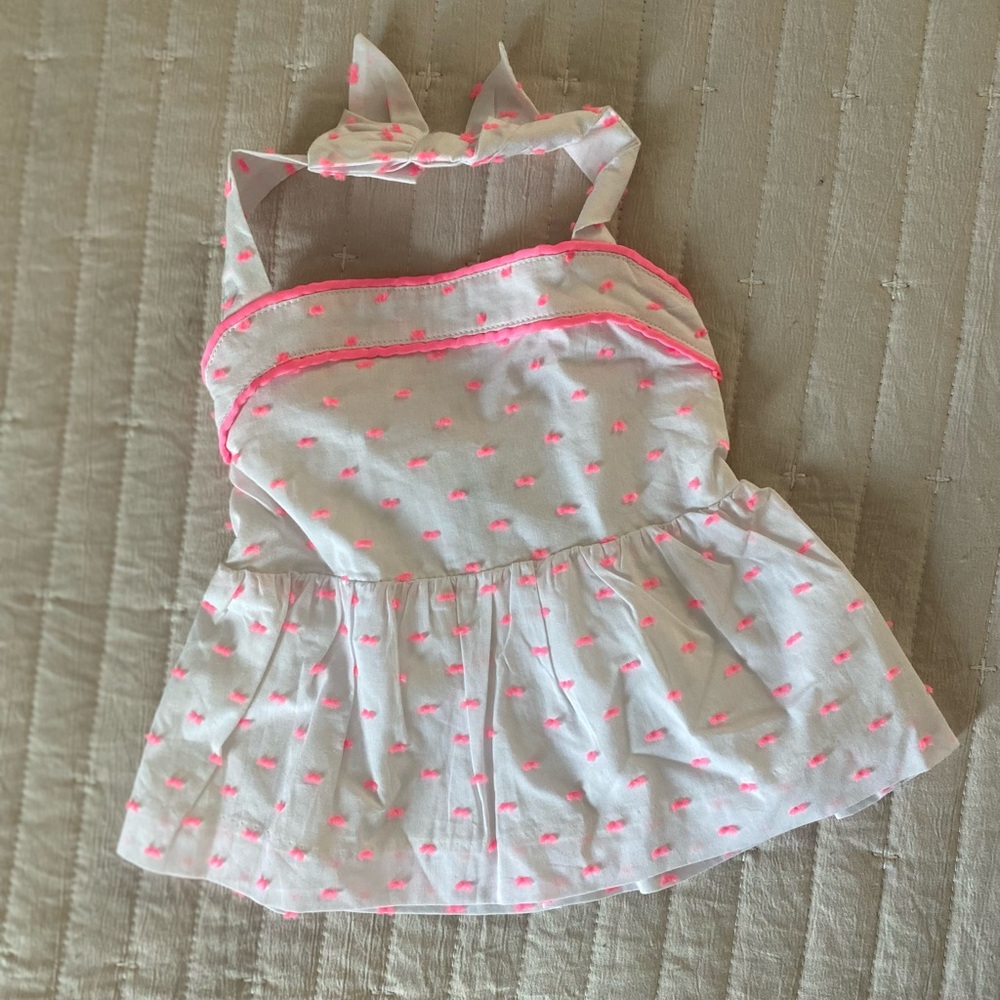 NWT Janie and Jack Cute White and Pink Baby Halter Top
